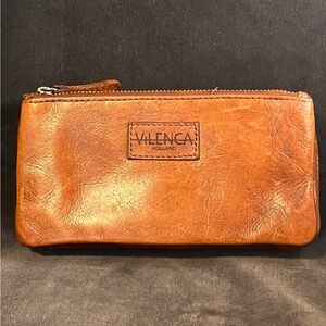 Vilenca Holland Brown Leather Wide Weave Woven Bi Fold Wallet